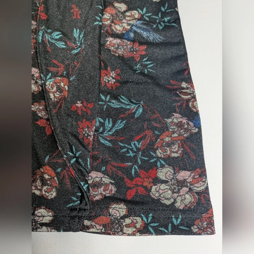Free People EUC Womens Size Xs 3/4 Sleeve Floral Black Red Blouse Shirt Top Boho - Picture 10 of 14